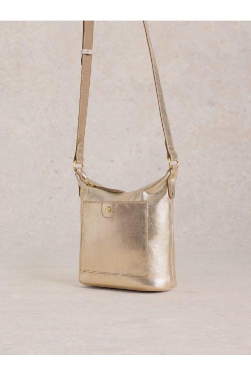 White Stuff Mini Fern Leather Crossbody in GLD TN MET Art. WS441118