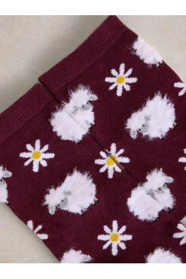 White Stuff Fluffy Sheep Ankle Sock in PLUM MLT Art. WS441124