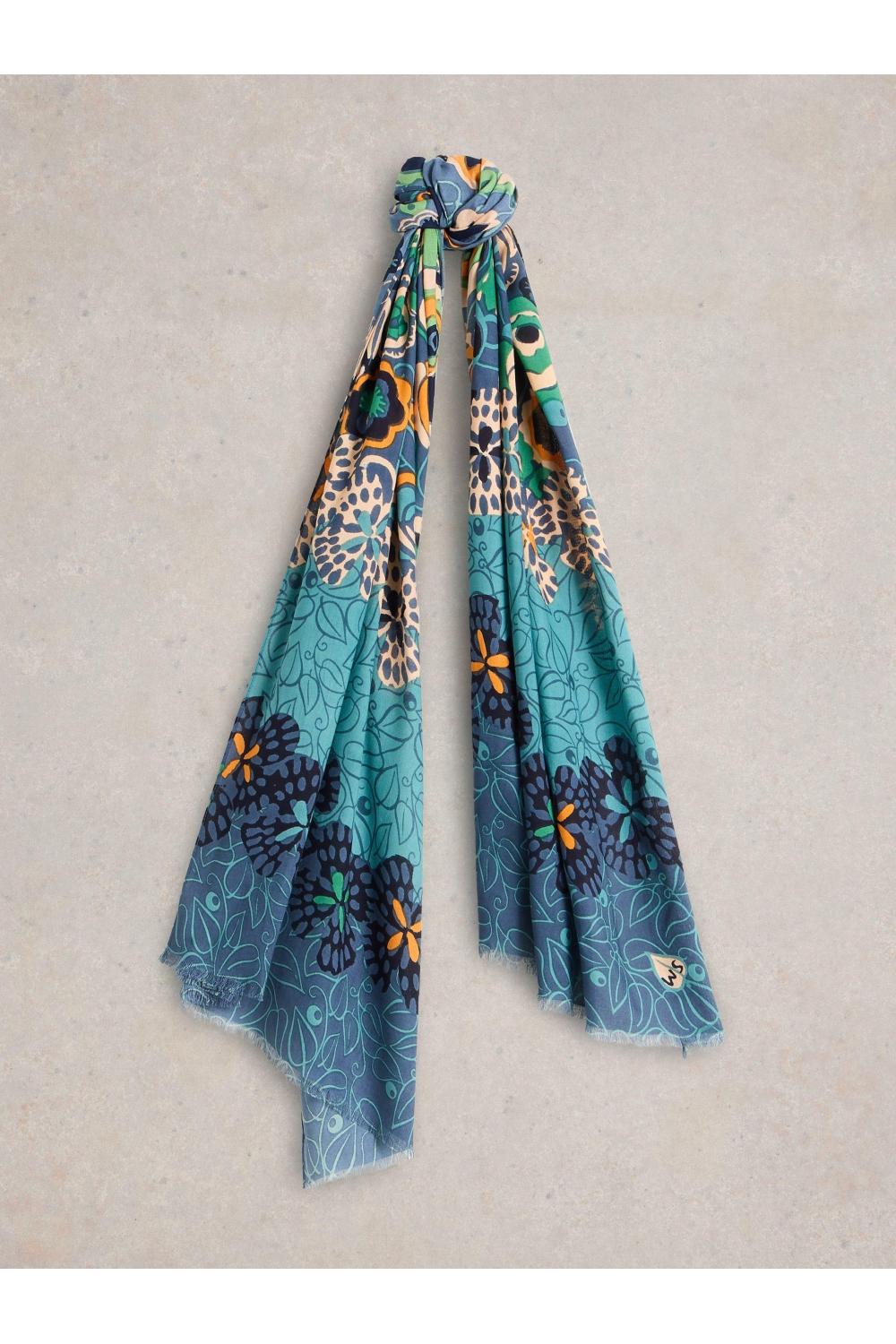 White Stuff Bejewelled Print Scarf in BLUE MLT Art. WS441466