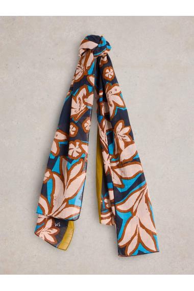 White Stuff Abstract Leaf Print Scarf in BLUE MLT Art. WS441467