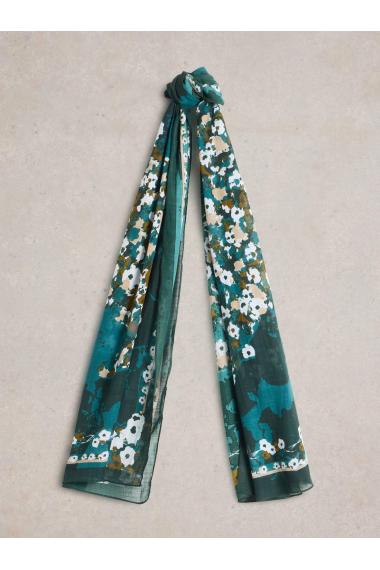 White Stuff Daisy Hare Print Scarf in TEAL MLT Art. WS441472