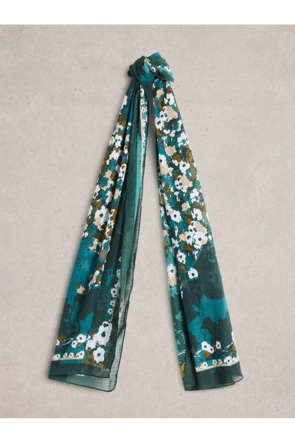 White Stuff Daisy Hare Print Scarf in TEAL MLT Art. WS441472