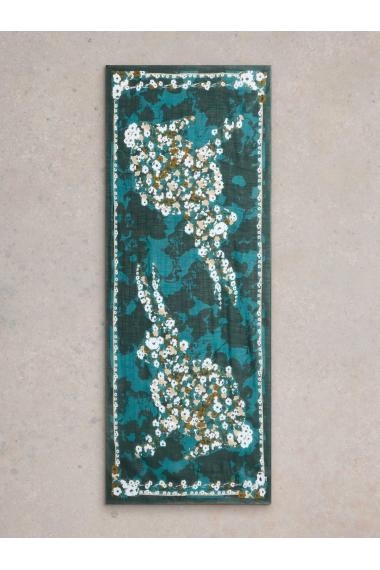 White Stuff Daisy Hare Print Scarf in TEAL MLT Art. WS441472