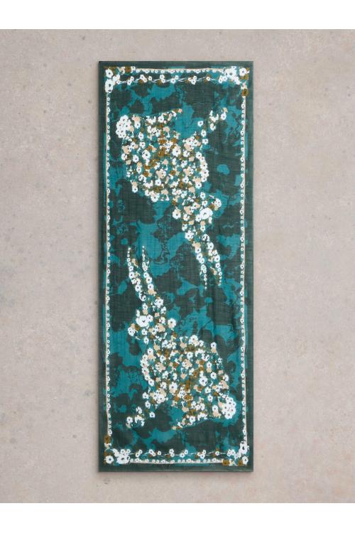 White Stuff Daisy Hare Print Scarf in TEAL MLT Art. WS441472