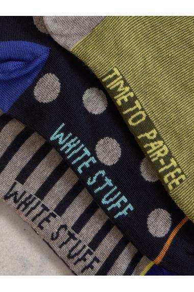 White Stuff 3 Pack Sporty Chap Ankle Sock in GREEN MLT Art. WS441768