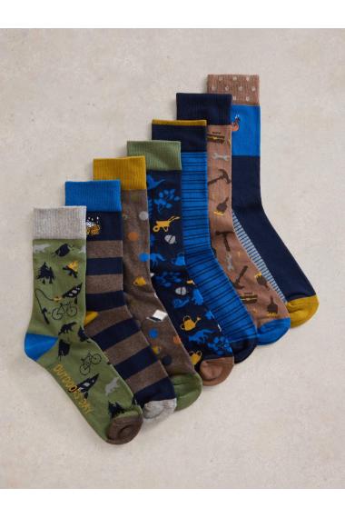 White Stuff 7PK Days of the Week Sock in BLUE MLT Art. WS441769