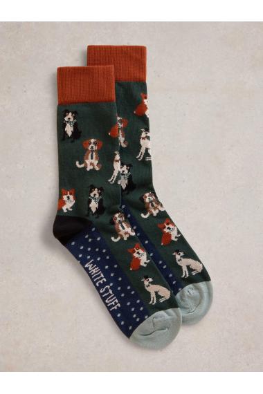 White Stuff Dapper Dogs Ankle Sock in GREEN MLT Art. WS441777