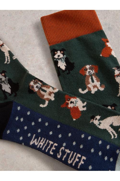 White Stuff Dapper Dogs Ankle Sock in GREEN MLT Art. WS441777