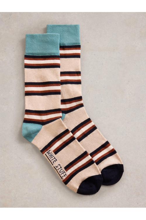 White Stuff Block Stripe Ankle Sock in NAT MLT Art. WS441778