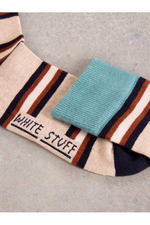 White Stuff Block Stripe Ankle Sock in NAT MLT Art. WS441778