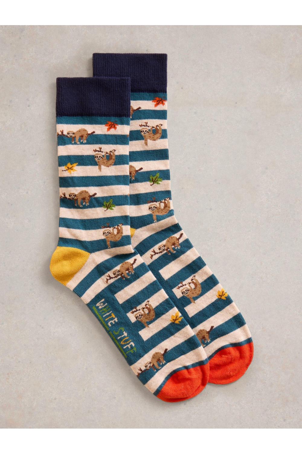 White Stuff Sloth Day Ankle Sock in TEAL MLT Art. WS441780