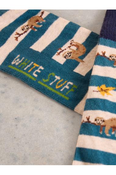 White Stuff Sloth Day Ankle Sock in TEAL MLT Art. WS441780