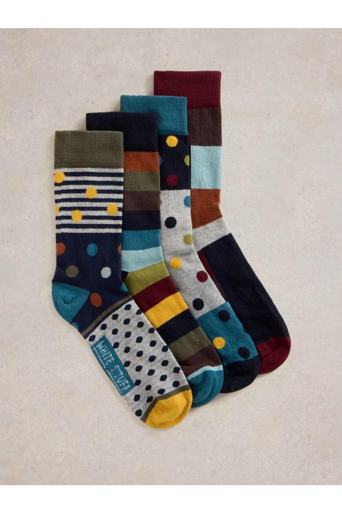 White Stuff 4PK Hotch Potch Ankle Socks in NAVY MULTI Art. WS441784