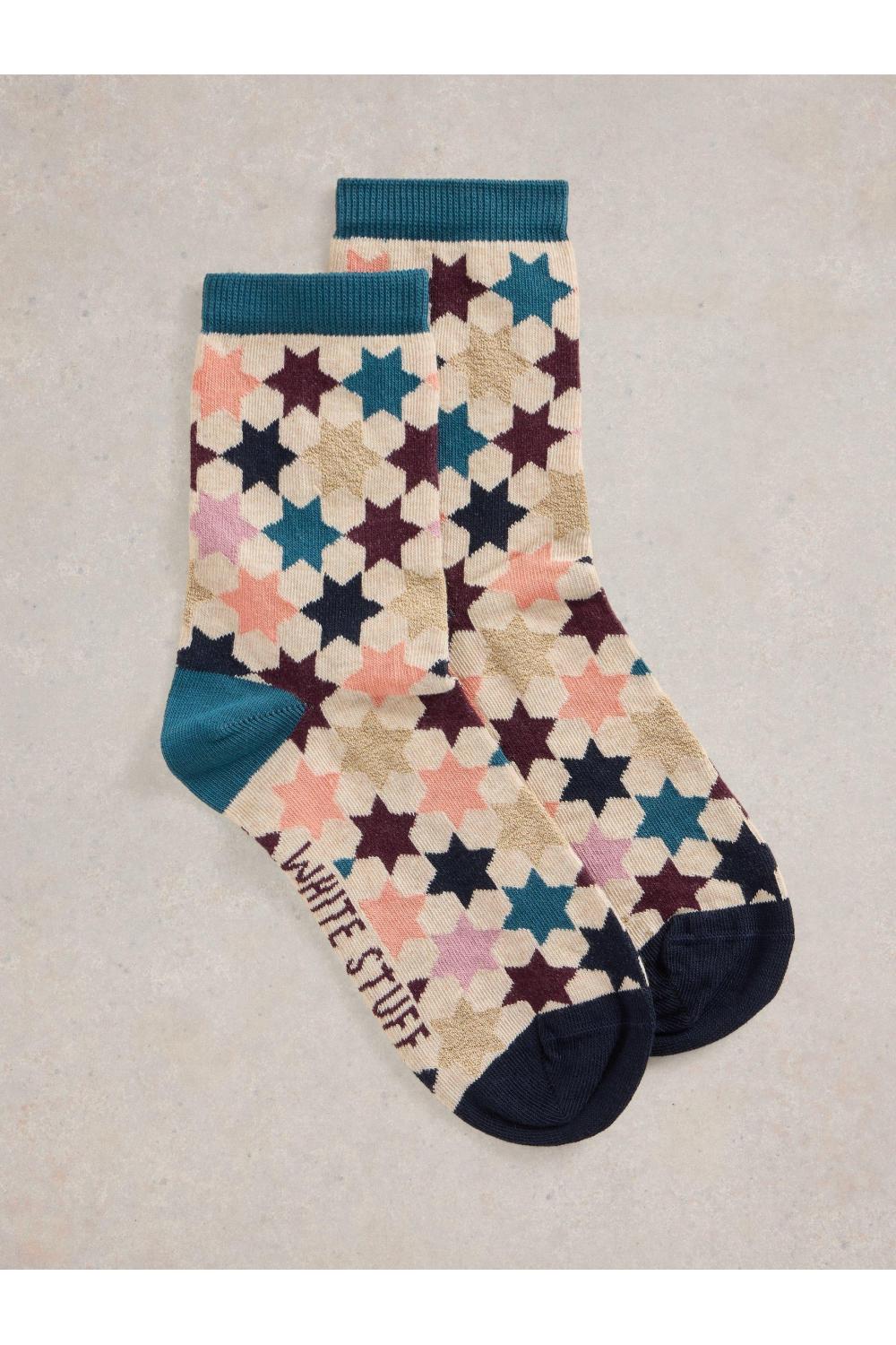 White Stuff Star Ankle Sock in NAT MLT Art. WS441787