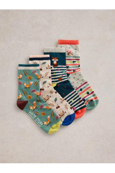 White Stuff 4PK Woodland Animals Sock in NAVY MULTI Art. WS441796