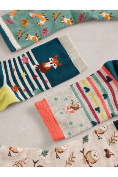 White Stuff 4PK Woodland Animals Sock in NAVY MULTI Art. WS441796