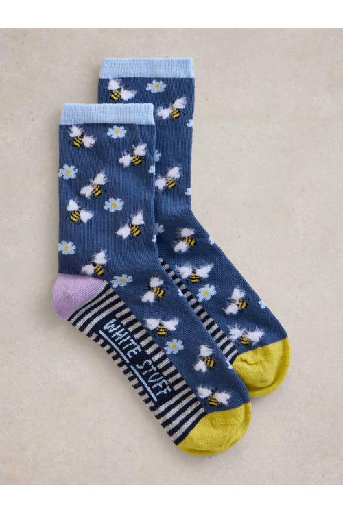 White Stuff Fluffy Bee Ankle Sock in NAVY MULTI Art. WS441802