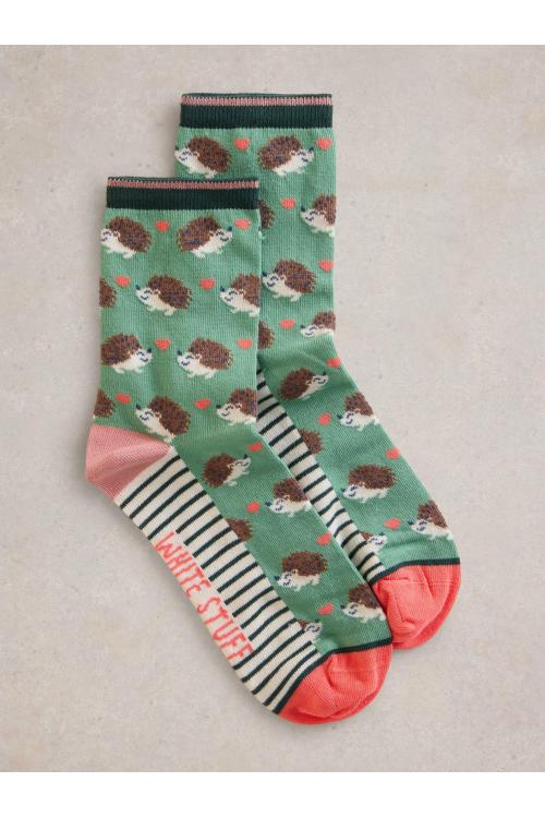 White Stuff Hedgehog Ankle Sock in GREEN MLT Art. WS441803