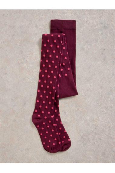 White Stuff Polka Dot Tights in PLUM MLT Art. WS441811