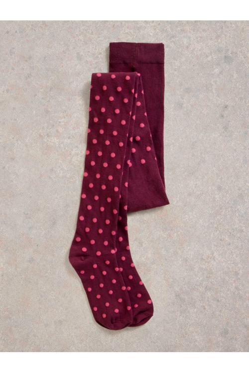 White Stuff Polka Dot Tights in PLUM MLT Art. WS441811