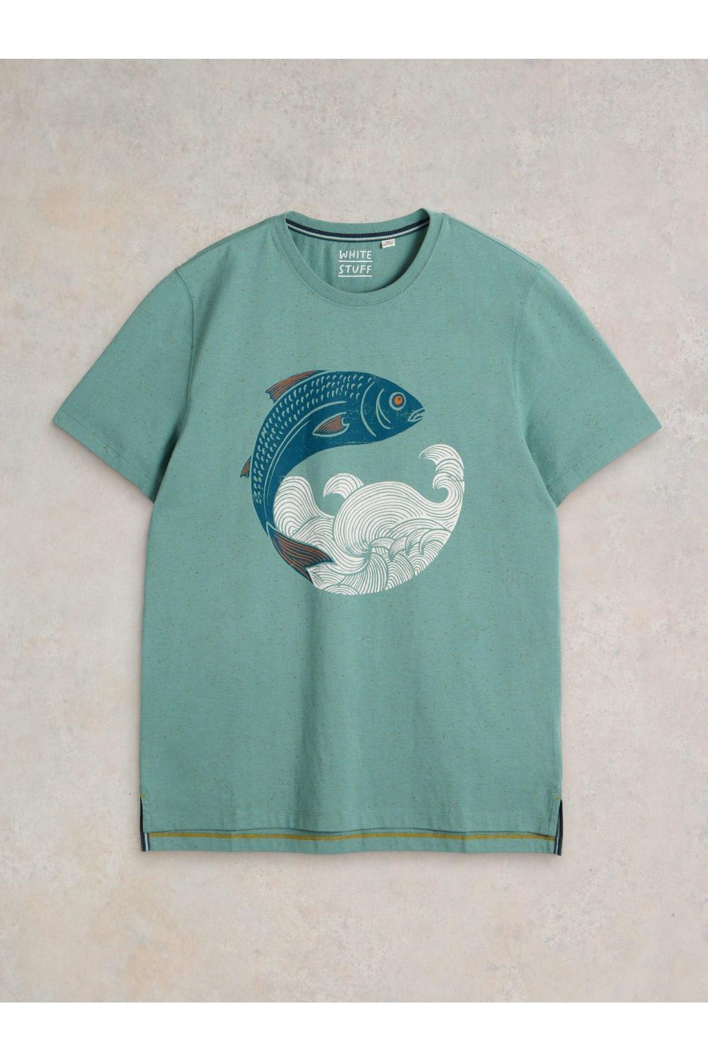 White Stuff Gone Fishing Graphic Tee in BLUE PR Art. WS441557