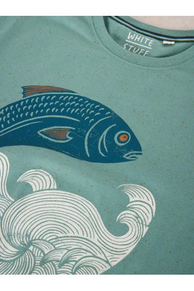 White Stuff Gone Fishing Graphic Tee in BLUE PR Art. WS441557