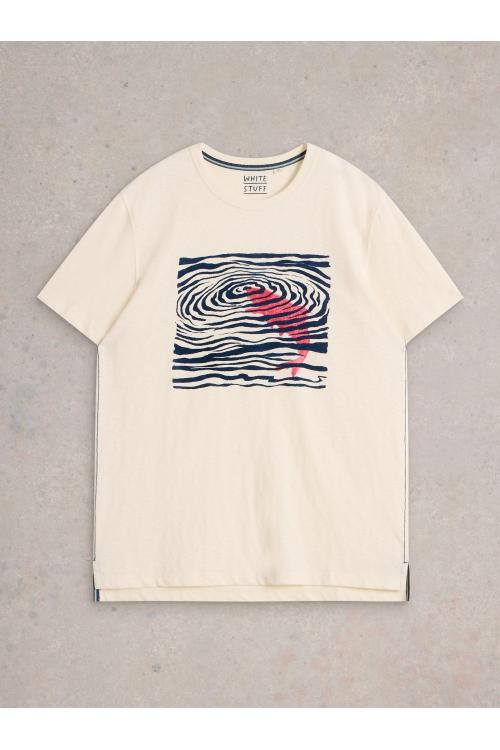 White Stuff Fish Flock Graphic Tee in WHITE PR Art. WS441580