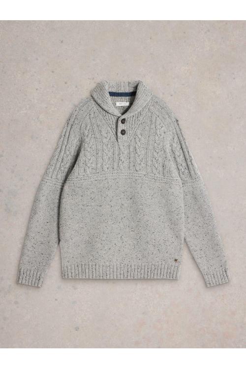 White Stuff Berkley Shawl Neck Jumper in LGT GREY Art. WS441592