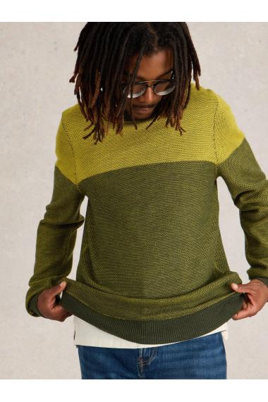 White Stuff Newport Merino Jacquard Crew in YELLOW MLT Art. WS441590