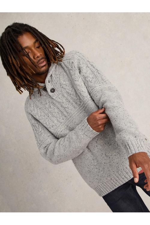 White Stuff Berkley Shawl Neck Jumper in LGT GREY Art. WS441592