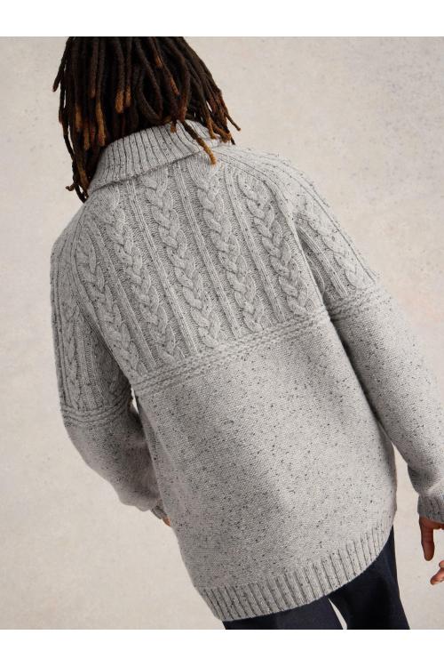 White Stuff Berkley Shawl Neck Jumper in LGT GREY Art. WS441592