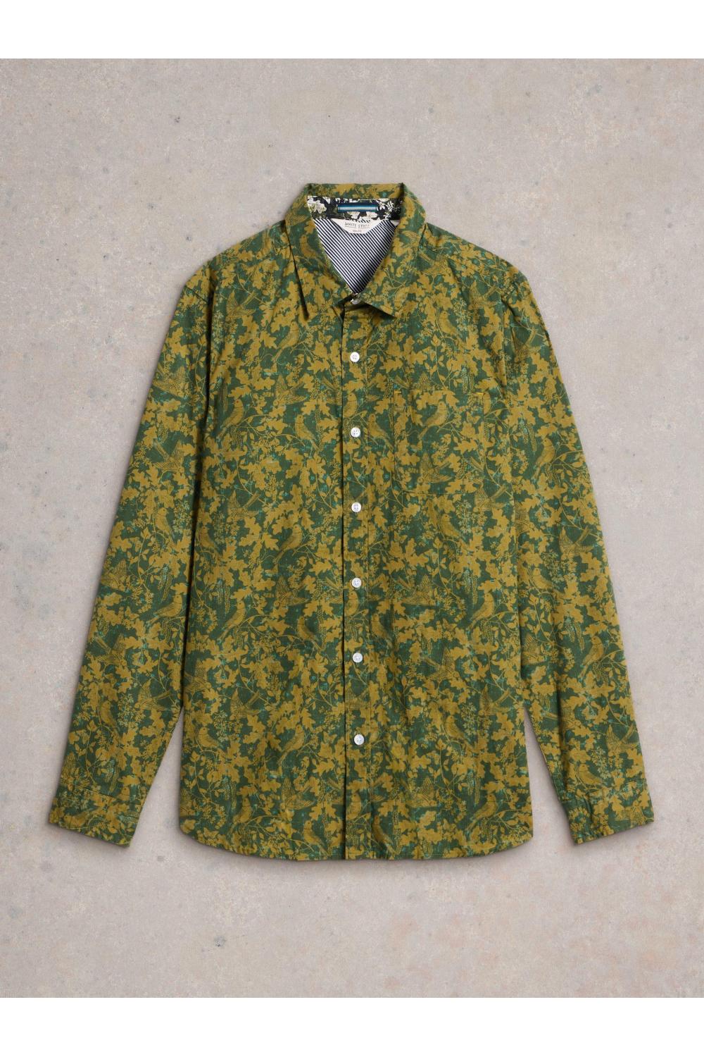 White Stuff Hawthorn Bird Printed Shirt in GREEN MLT Art. WS441609