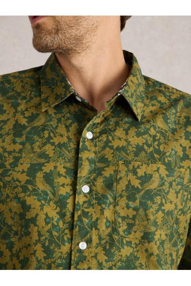 White Stuff Hawthorn Bird Printed Shirt in GREEN MLT Art. WS441609