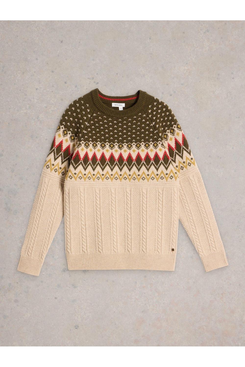 White Stuff Cable Fairisle Crew Neck in NAT MLT Art. WS441649