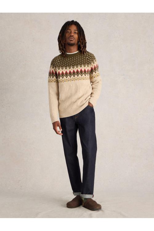 White Stuff Cable Fairisle Crew Neck in NAT MLT Art. WS441649