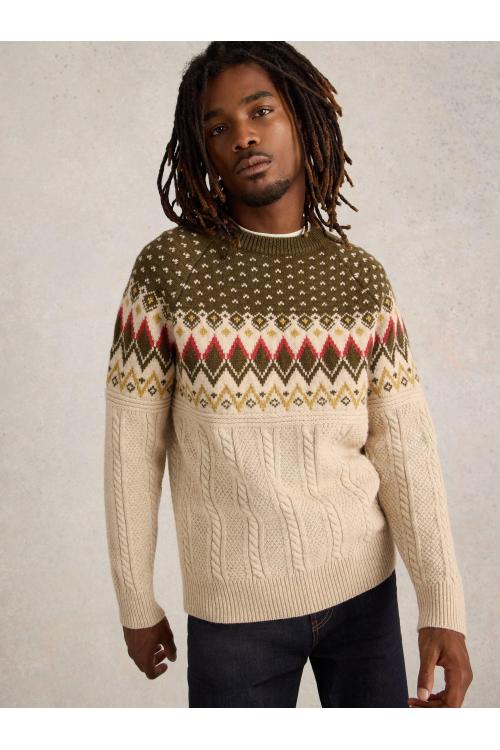 White Stuff Cable Fairisle Crew Neck in NAT MLT Art. WS441649