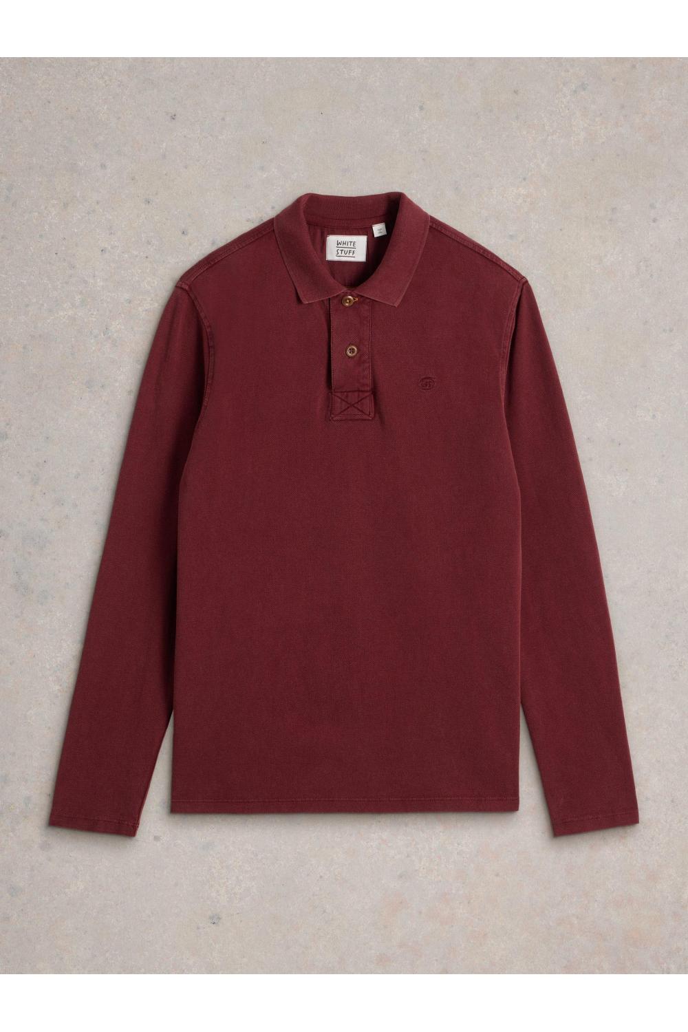 White Stuff LS Utility Polo in DK PLUM Art. WS441820