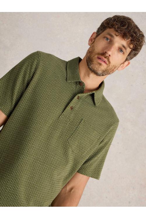 White Stuff Jacquard Polo in KHAKI GRN Art. WS441823