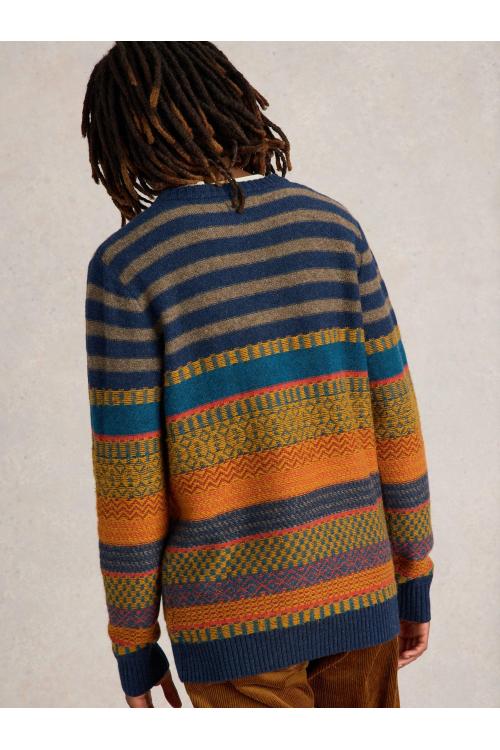 White Stuff Stripe Fairisle Crew Neck  in BLUE MLT Art. WS441900