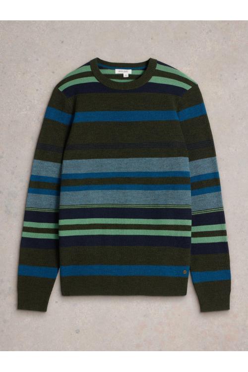 White Stuff Newport Merino Stripe Crew in GREEN MLT Art. WS441907