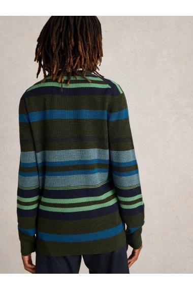 White Stuff Newport Merino Stripe Crew in GREEN MLT Art. WS441907