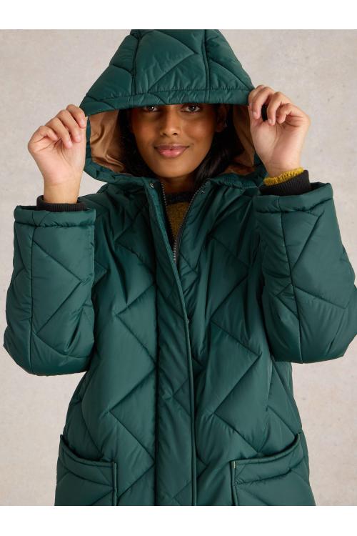 White Stuff Sloane Quilted Coat in DK GREEN Art. WS441401