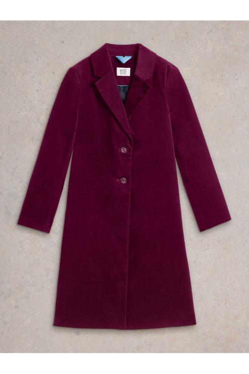 White Stuff Kamila Velvet Coat in DK PLUM Art. WS441404