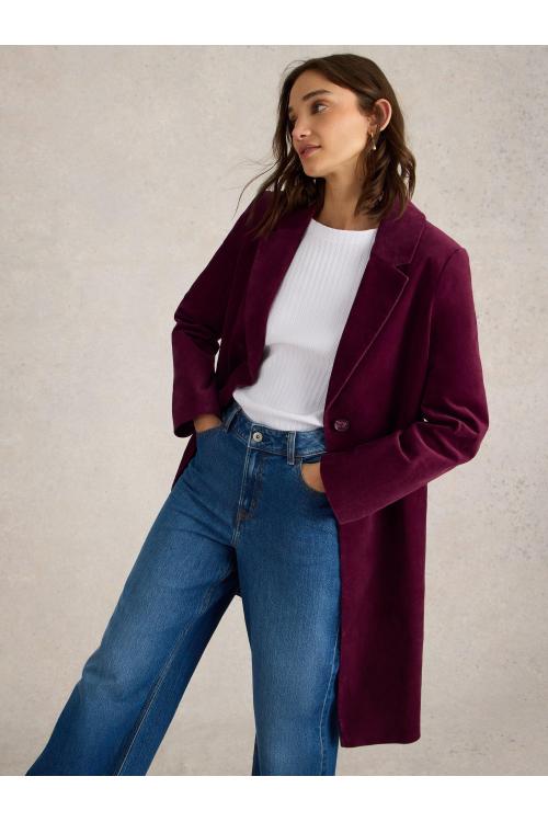 White Stuff Kamila Velvet Coat in DK PLUM Art. WS441404