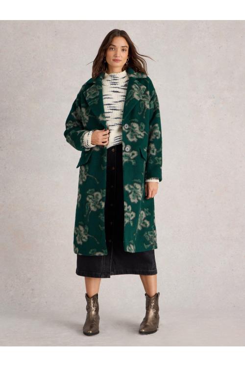 White Stuff Lara Floral Coat in GREEN MLT Art. WS441407