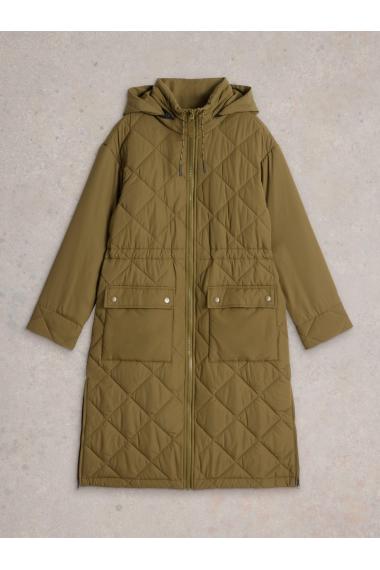 White Stuff Lorena Quilted Coat in KHAKI GRN Art. WS441409