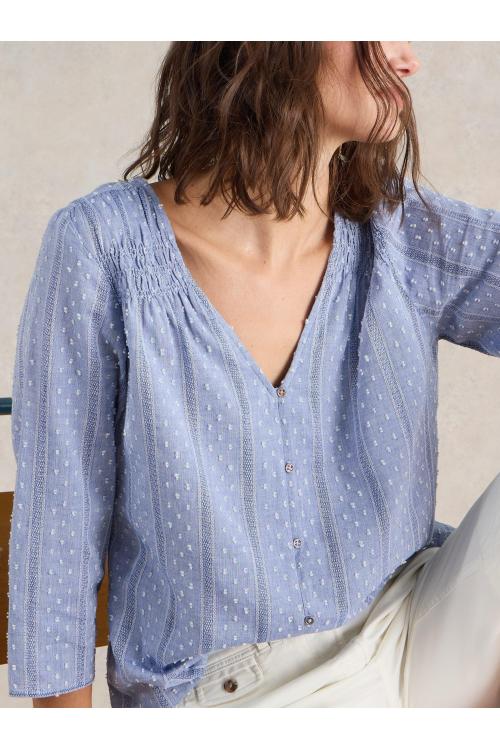 White Stuff Rae Organic Cotton Top in CHAMB BLUE Art. WS441440