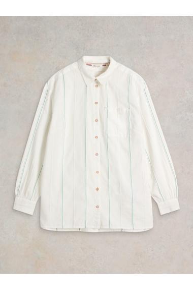 White Stuff Laurel Longline Cotton Shirt in IVORY MLT Art. WS441444