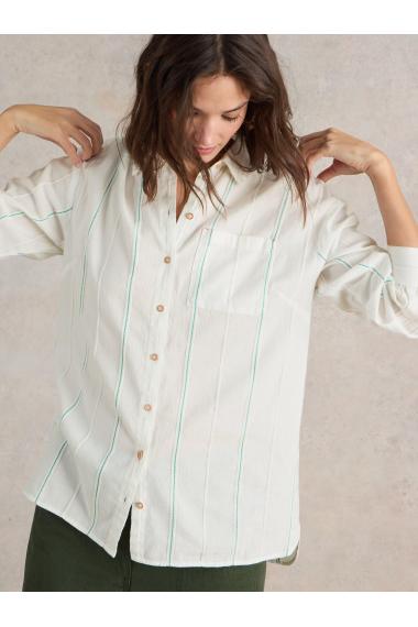 White Stuff Laurel Longline Cotton Shirt in IVORY MLT Art. WS441444