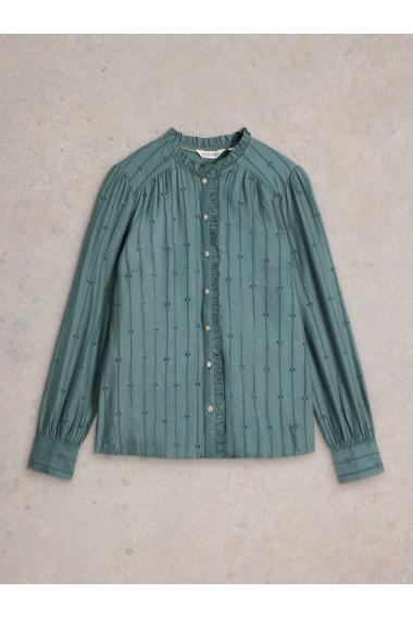 White Stuff Aster Broderie Shirt in DUS GREEN Art. WS441447